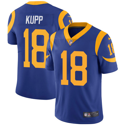 Nike Rams #18 Cooper Kupp Royal Blue Alternate Men's Stitched NFL Vapor Untouchable Limited Jersey - Click Image to Close